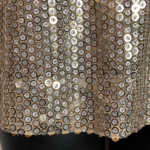 Sequin and Chiffon Tank Top Silver Gold, Brown BKE Boutique Medium The Buckle - Picture 7 of 8